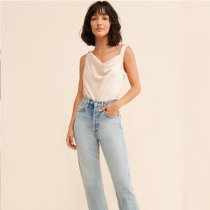 ASTR The Label Asymmetrical Satin Bodysuit